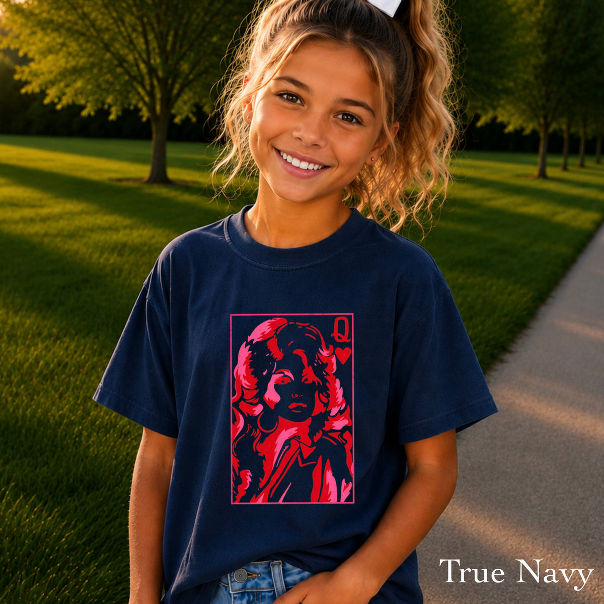 Doll Queen Of Hearts Youth Kids Comfort Color T-Shirt : Pepper / Large (14-16)