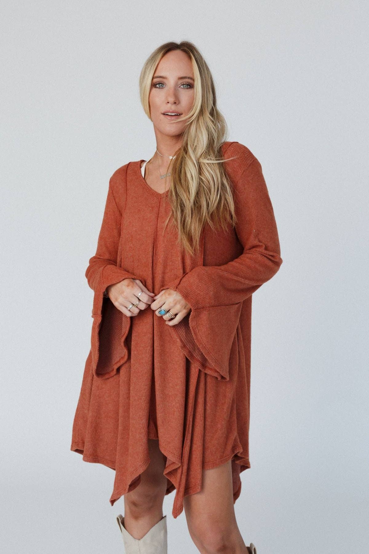 Golden Hour Bell Sleeve Dress
