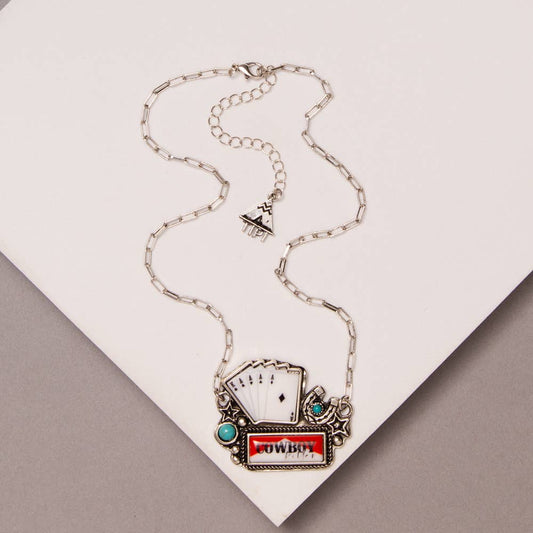 Western Playing Card Cowboy Killer Pendant Necklace
