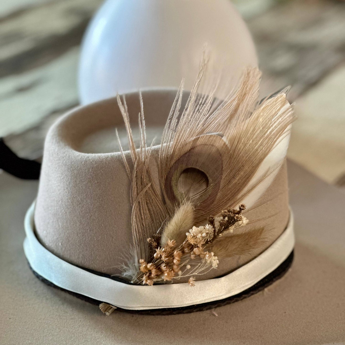 Floral & Feather Hat pin