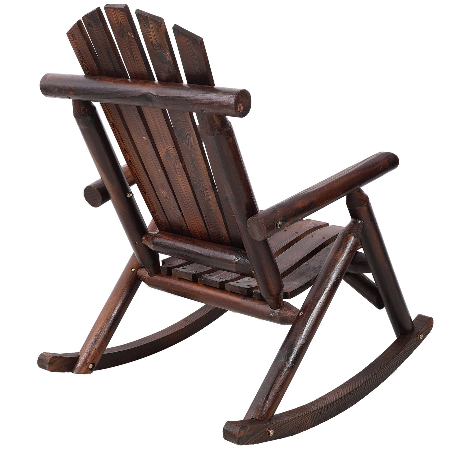 Cozy Fall Decor Brown Fir Log Porch Rocker Chair