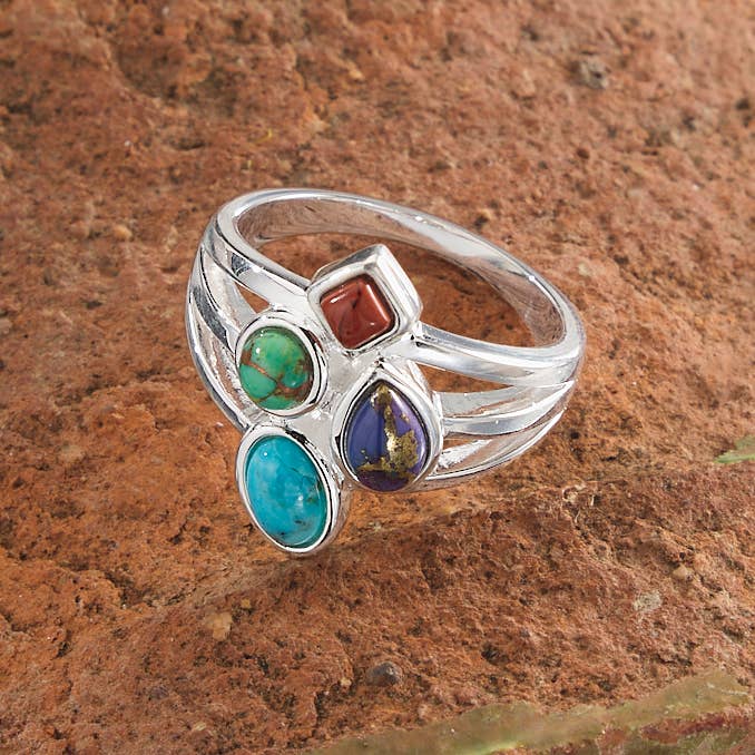 Four Gemstone Ring: 9