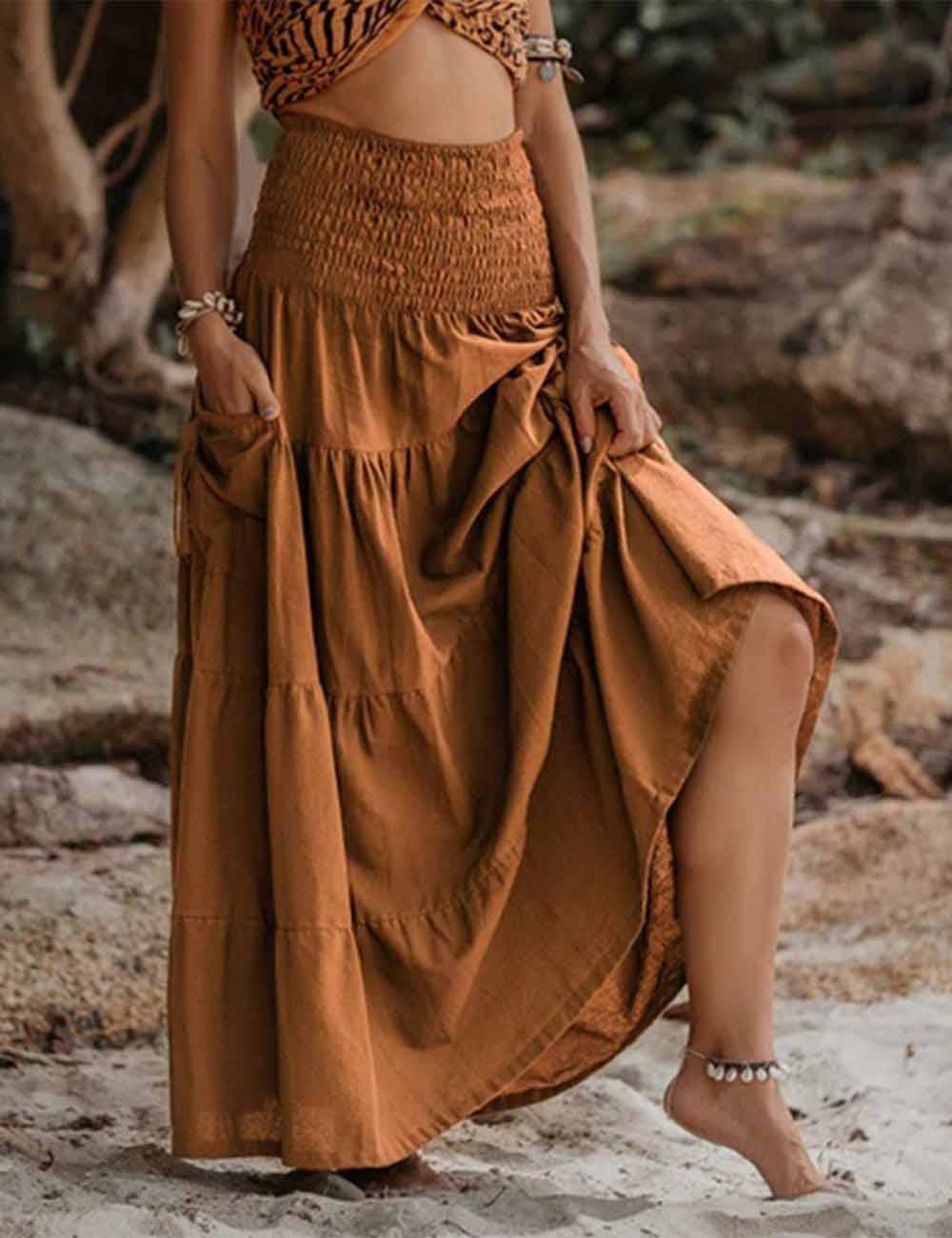 Boho Maxi Skirt: Orange