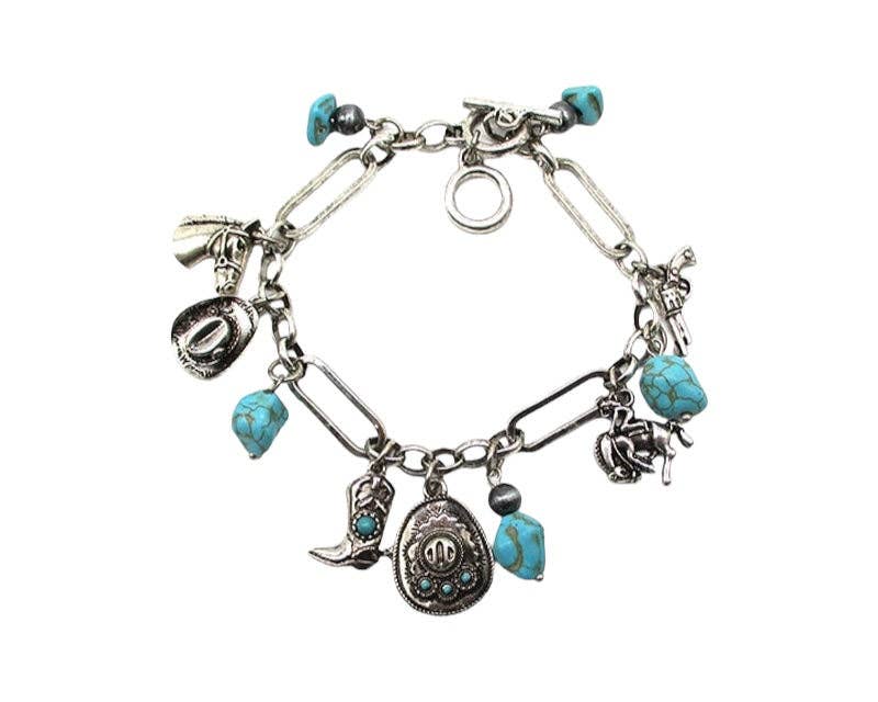 Cowboy Hat Turquoise Charm Bracelet