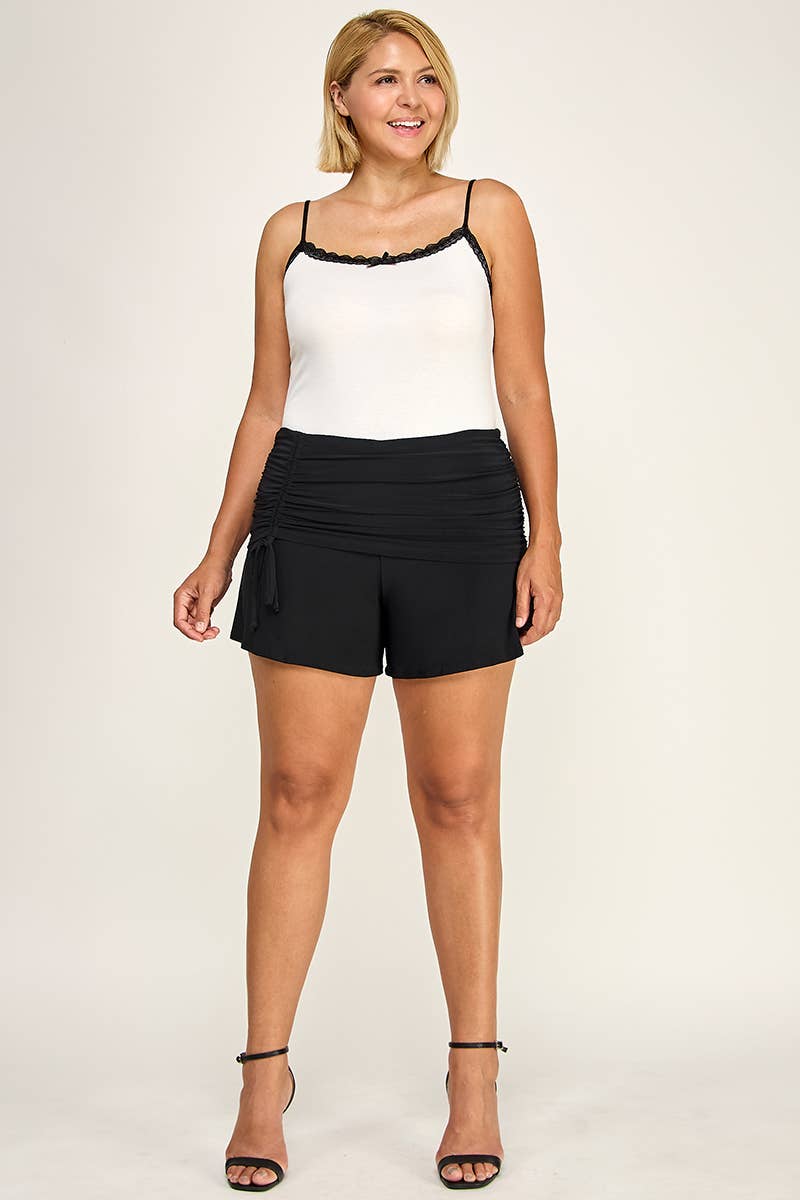 Plus Size Ruched Pull-On Skort