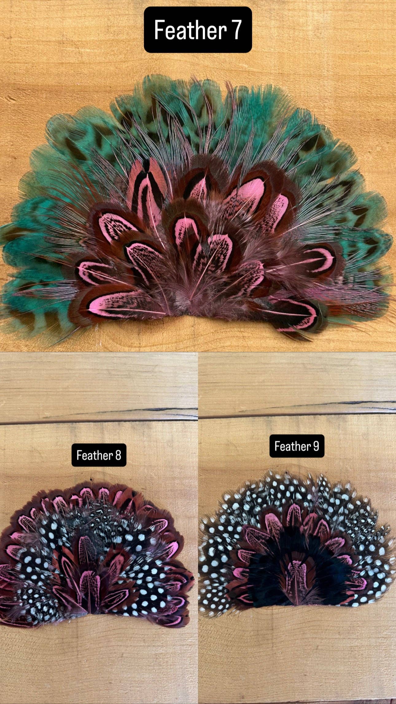 IRON ON FEATHER FANS FOR TRUCKER HATS AND COWBOY HATS: No Faux Turquoise / Feather 4