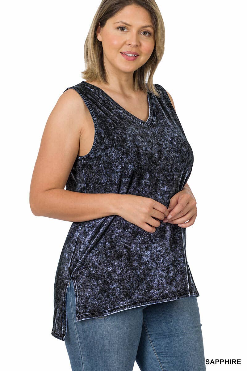 Mineral Wash Tank Top w/ Side-slit