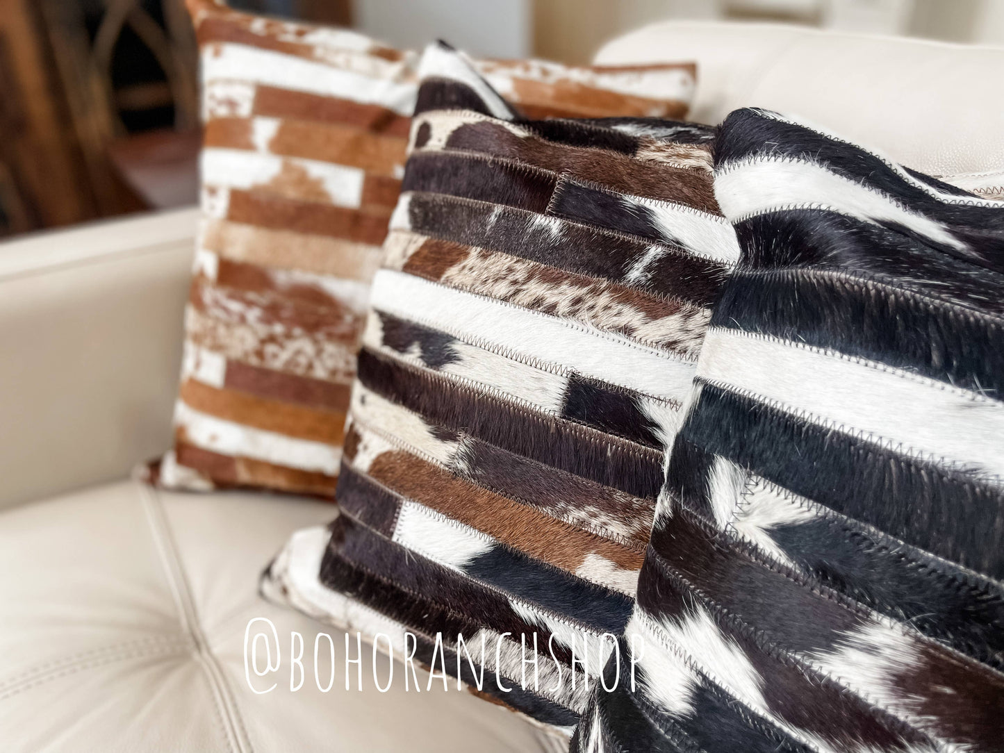 Western Cowhide Pillow Cover: BLACK + WHITE COWHIDE