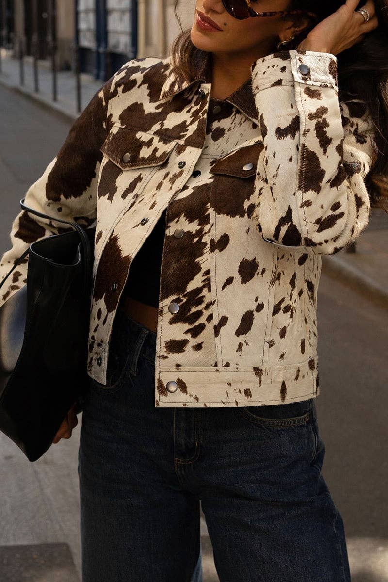 Chic Button-Front Printed Jacket