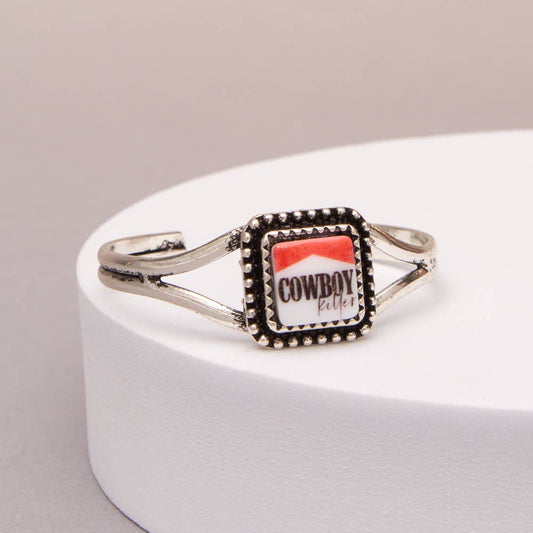 Western Enamel Cowboy Rider Cuff Bracelet