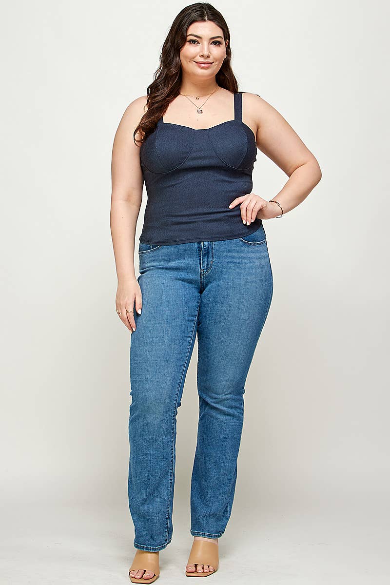 Plus Size Denim Bustier Tank Top