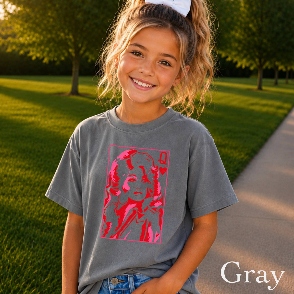 Doll Queen Of Hearts Youth Kids Comfort Color T-Shirt : Pepper / Large (14-16)