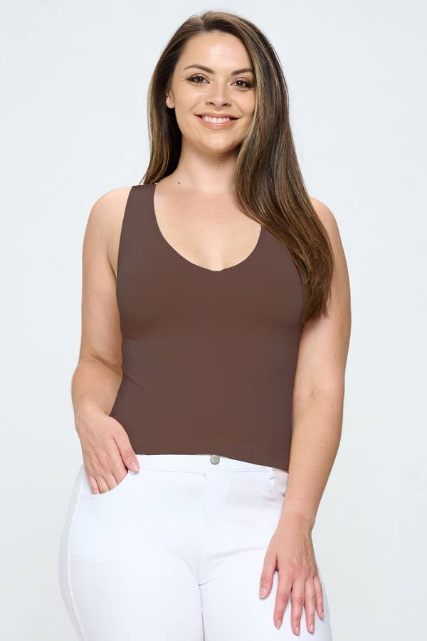 Reversible Seamless Tank: Black / Plus