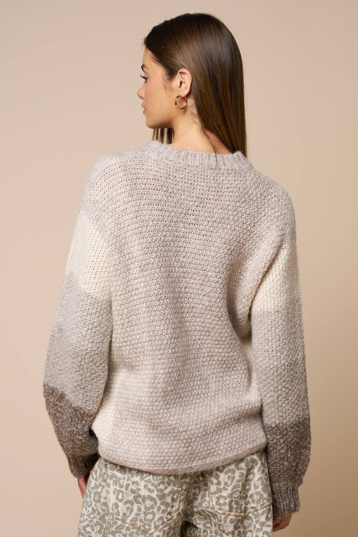 Color Block Cable Knit Sweater
