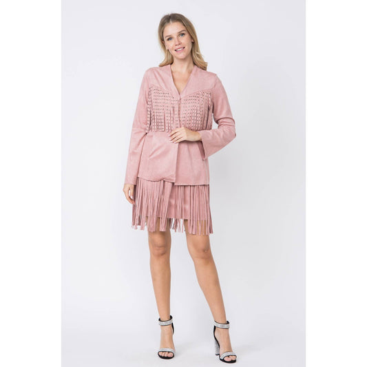 SUEDE NAILHEAD FRINGED JACKET
