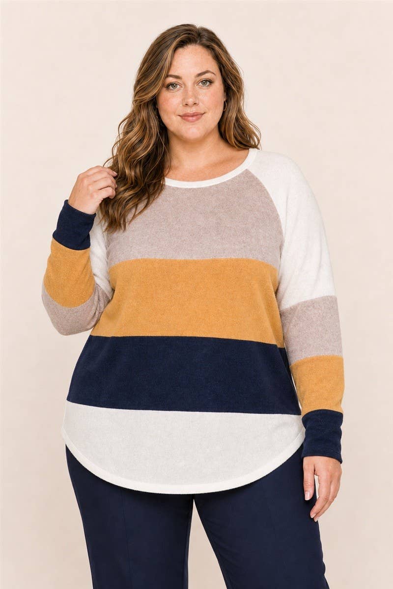 Curvy Color Block Raglan Top