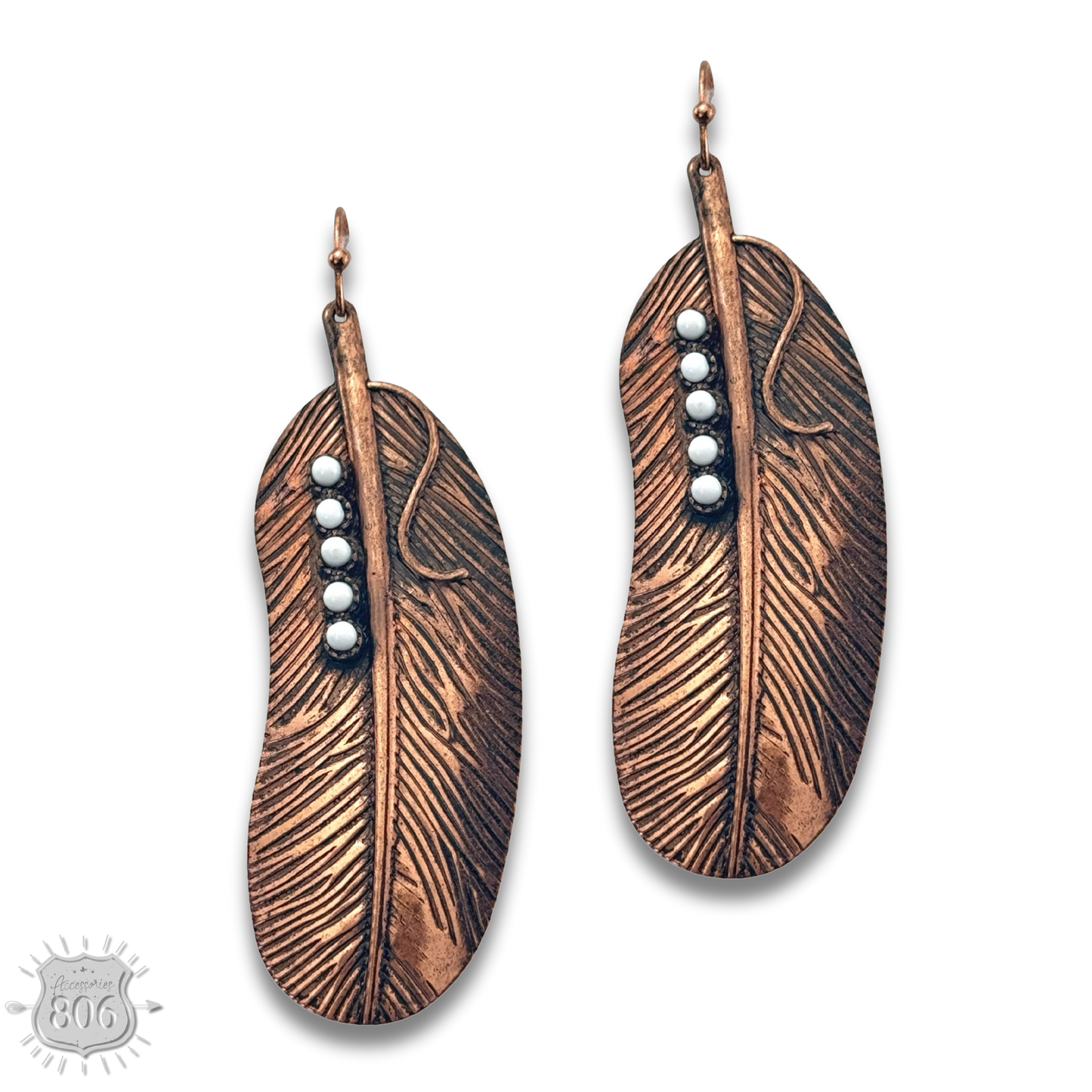Stone studded feather earring