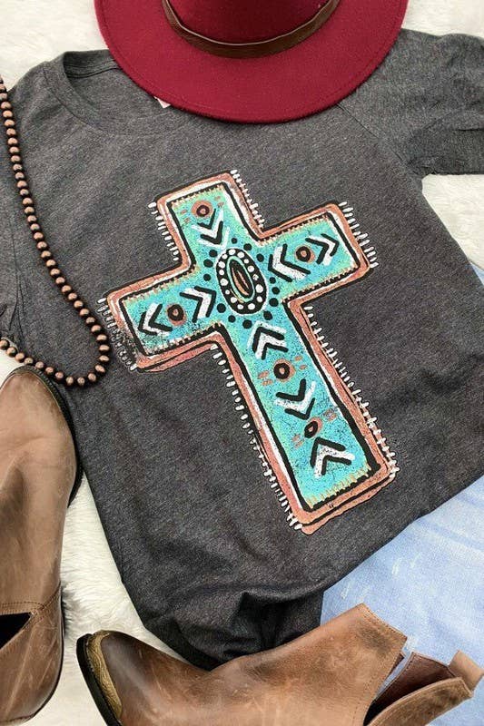 Turquoise Cross Tee