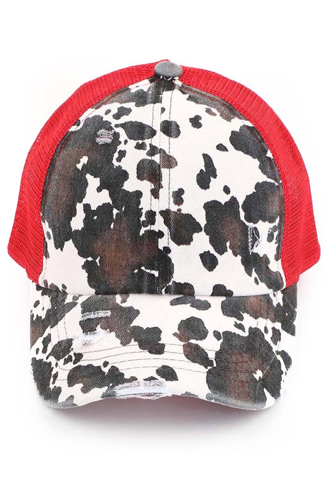 Cow Criss Cross Ponytail Hat