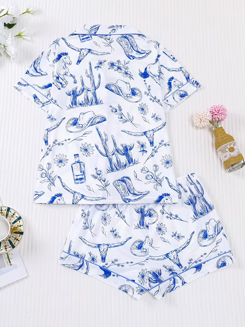 2pcs Western Pajama Set