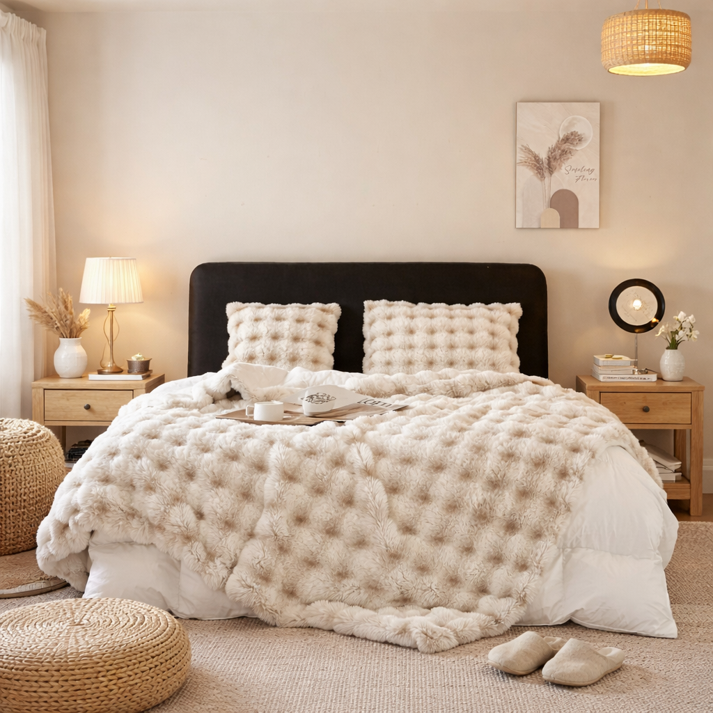 Luxury Tufted Faux Fur Throw Blanket