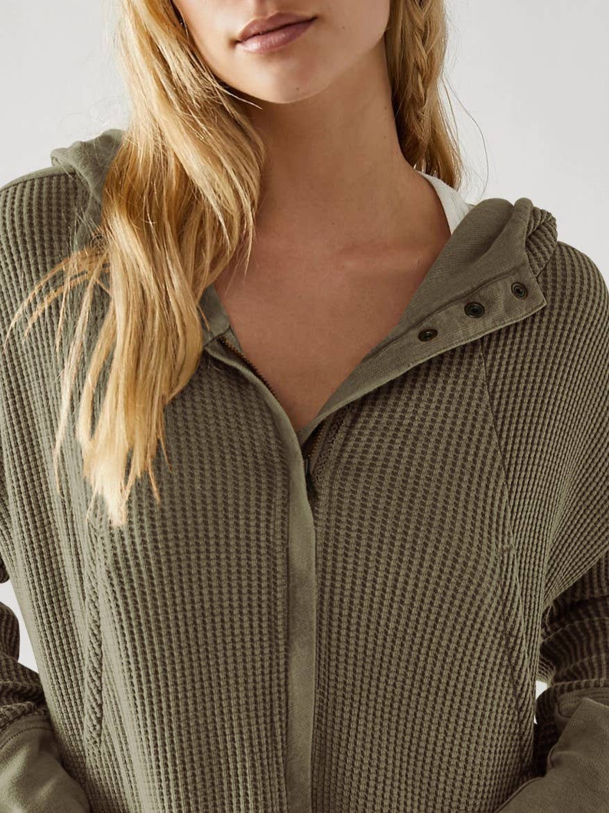 Waffle crop hooded jacket