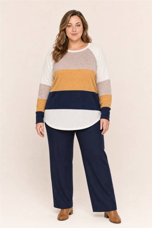Curvy Color Block Raglan Top