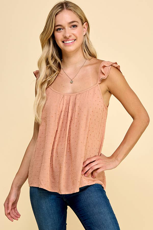 RUFFLE SLEEVE WOVEN TOP