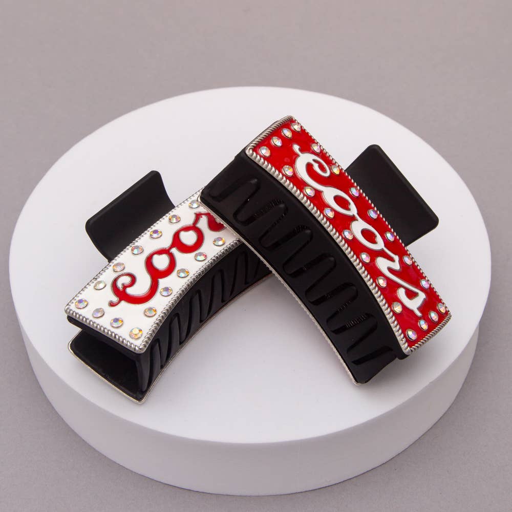 Western Coors Logo Hair Claw Clip: White