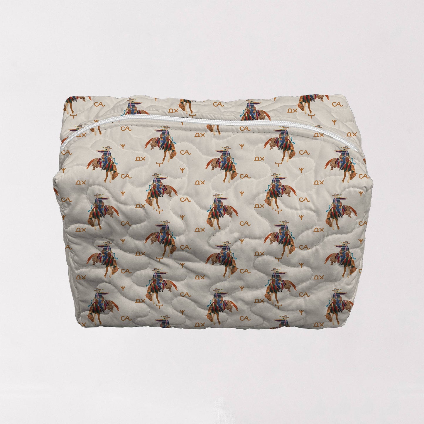 Casey Cowgirl Patchwork Linen Quilted Makeup Bag: Large