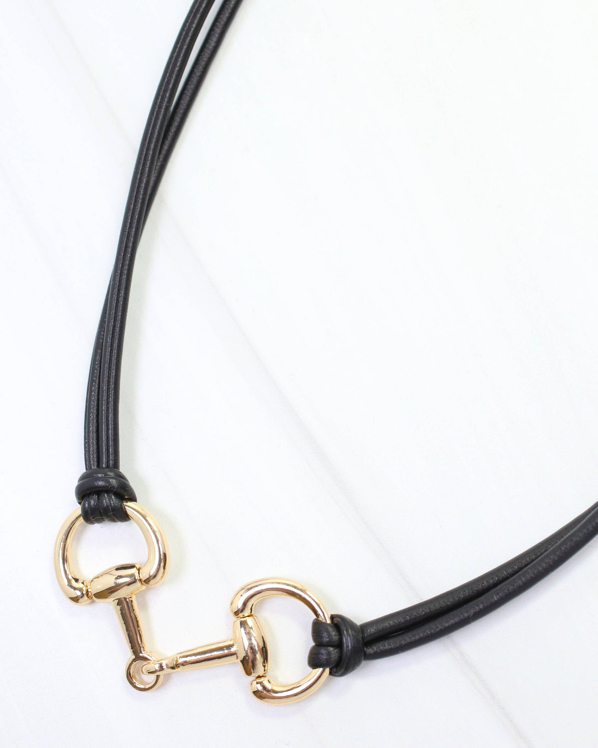 Black Horsebit Cord Necklace