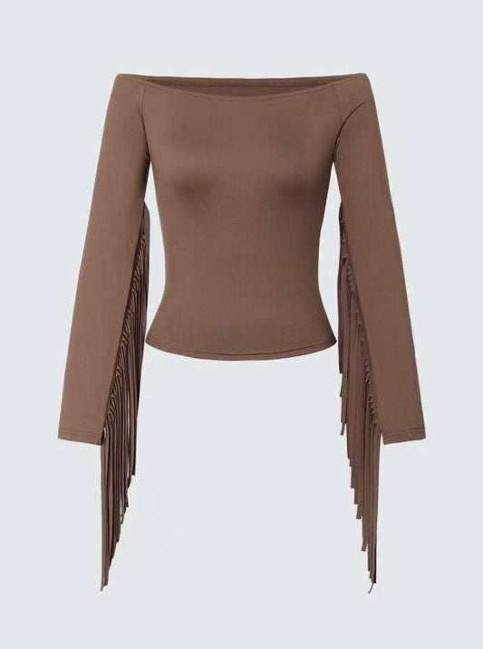 Cowgirl Cold-Shoulder Fringe Top (PREORDER)