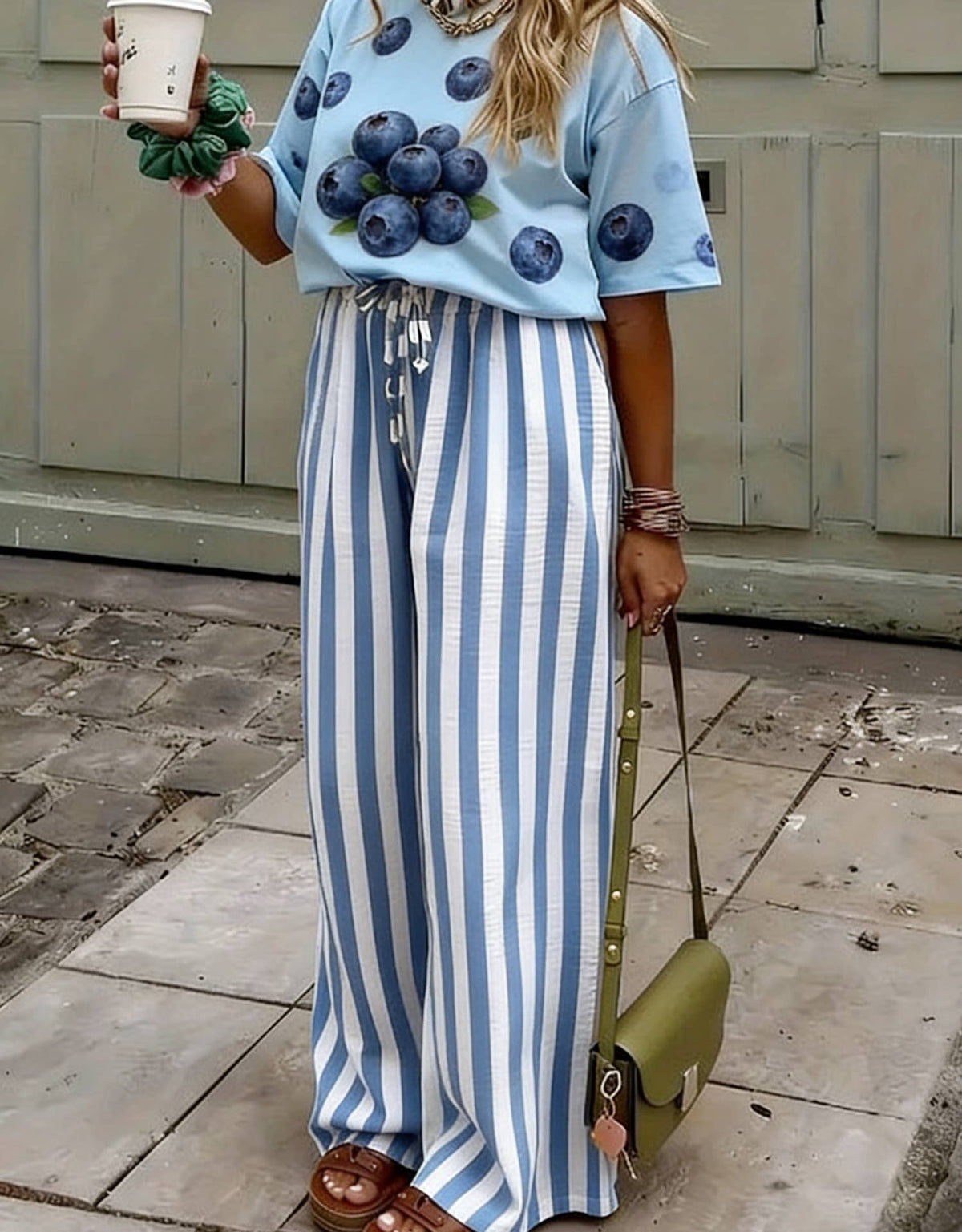 Multi Color Boho Beach Vertical Stripe Lace-Up Pants: Black / L