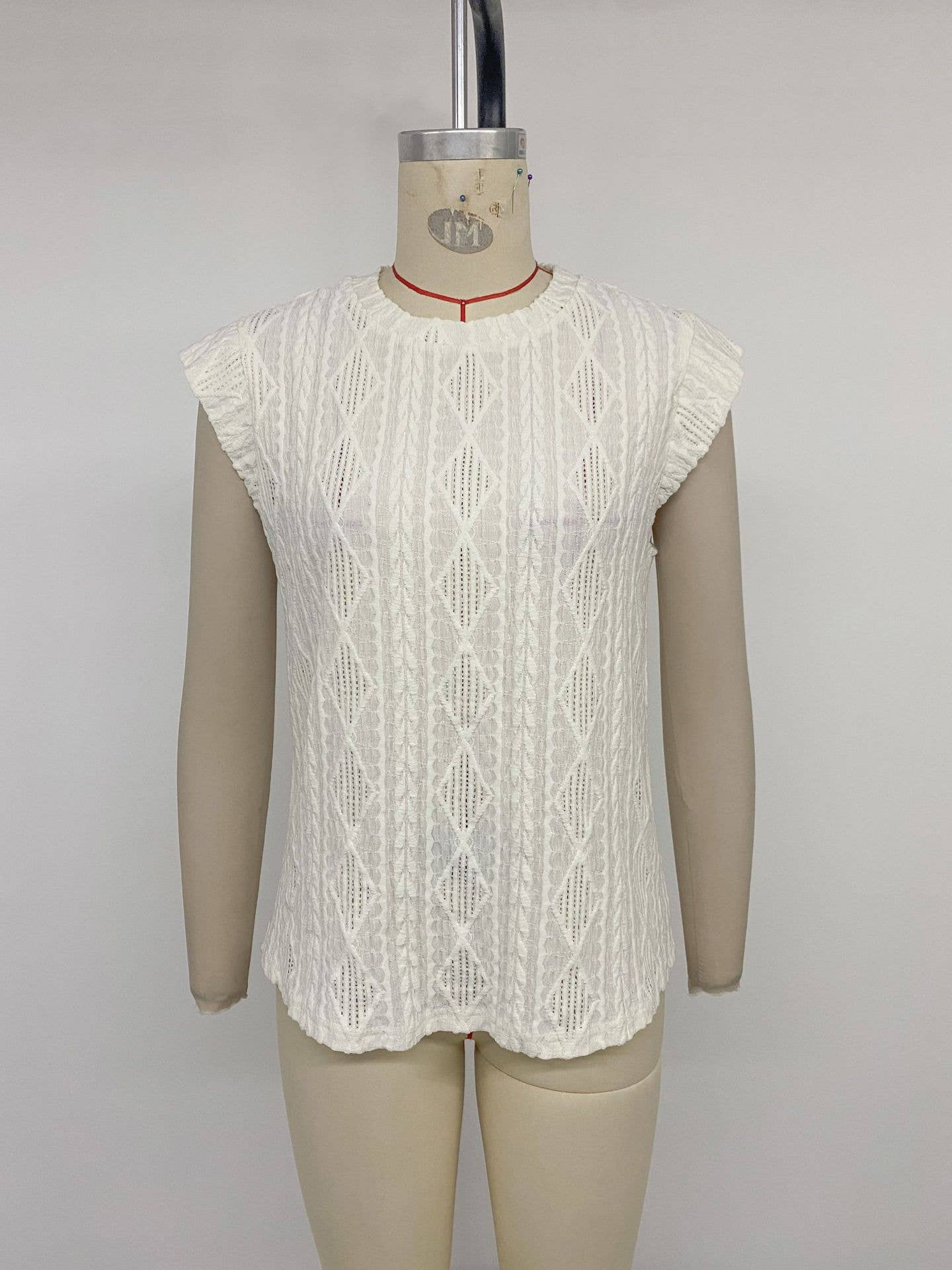 Loose round-neck jacquard pullover