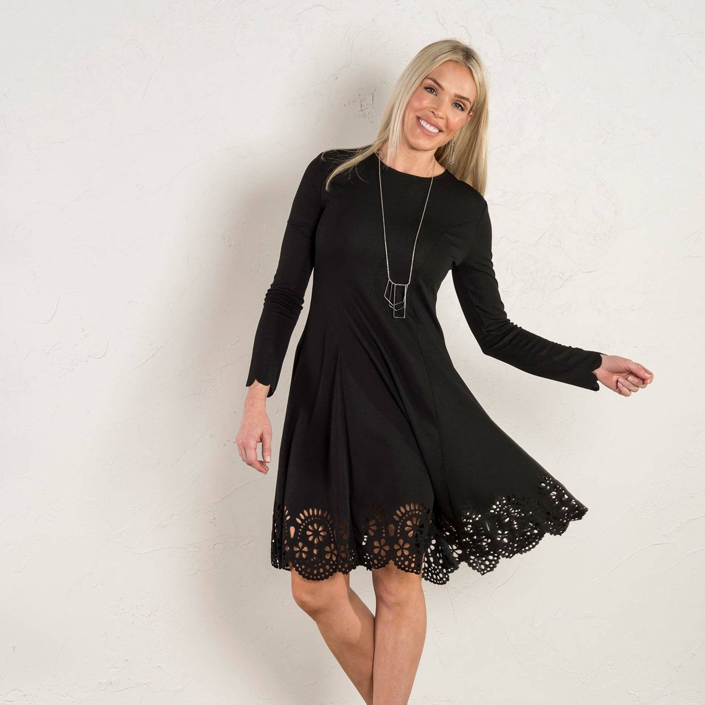 Scallop Edge Midi Dress