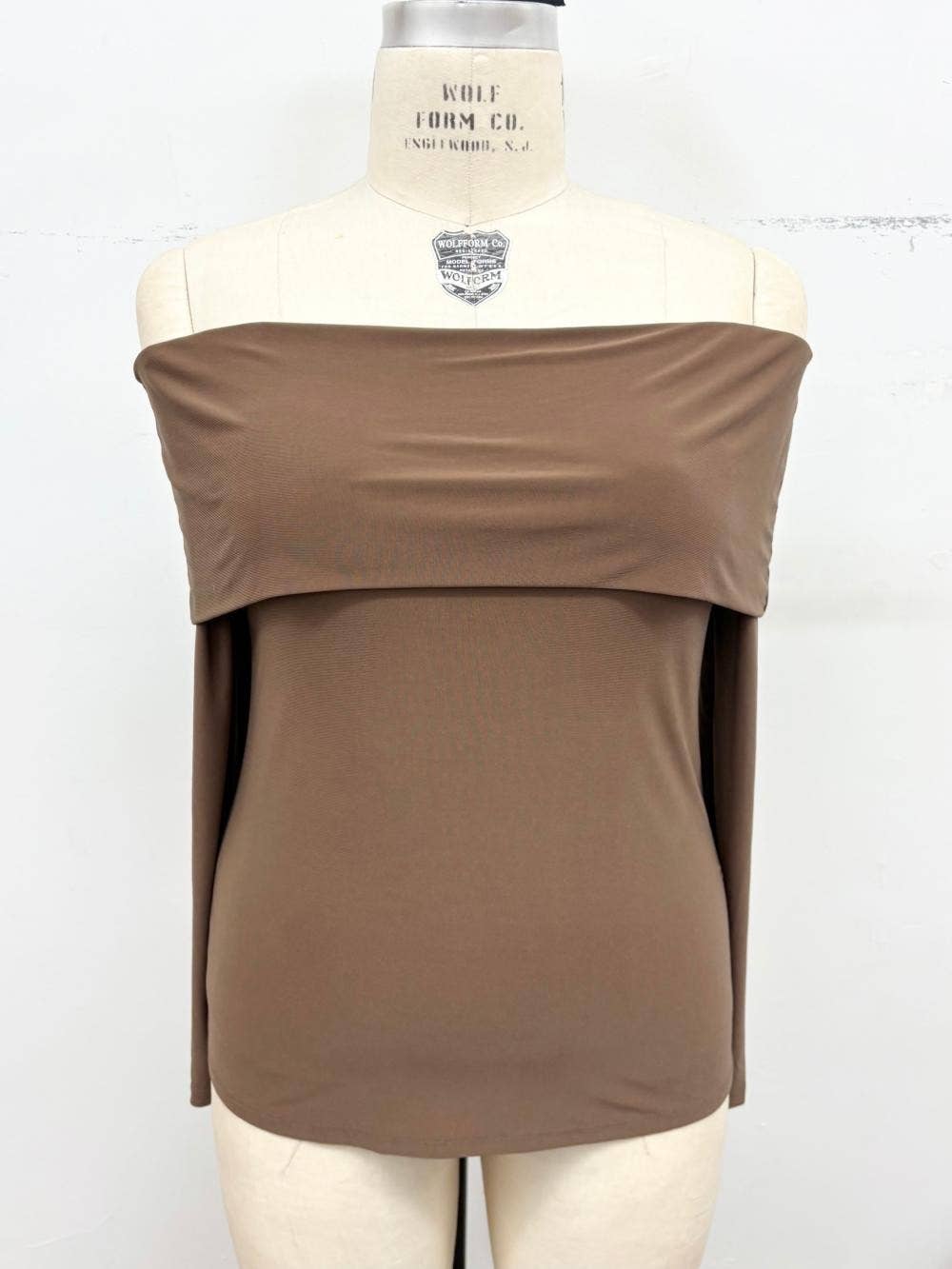 Plus Size Off-Shoulder ITY Long Sleeve Top