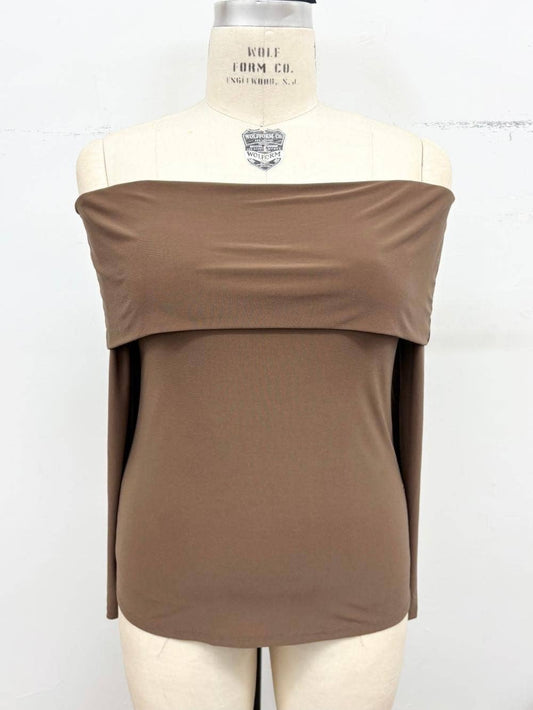 Plus Size Off-Shoulder ITY Long Sleeve Top