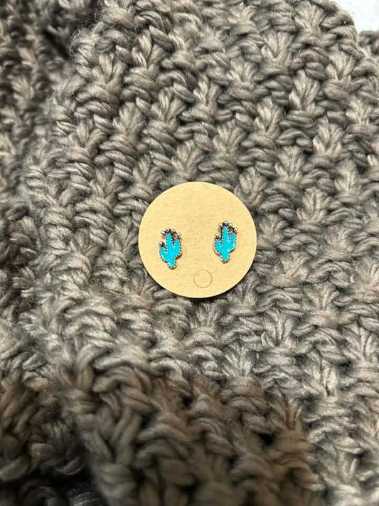 Turquoise Cactus Studs