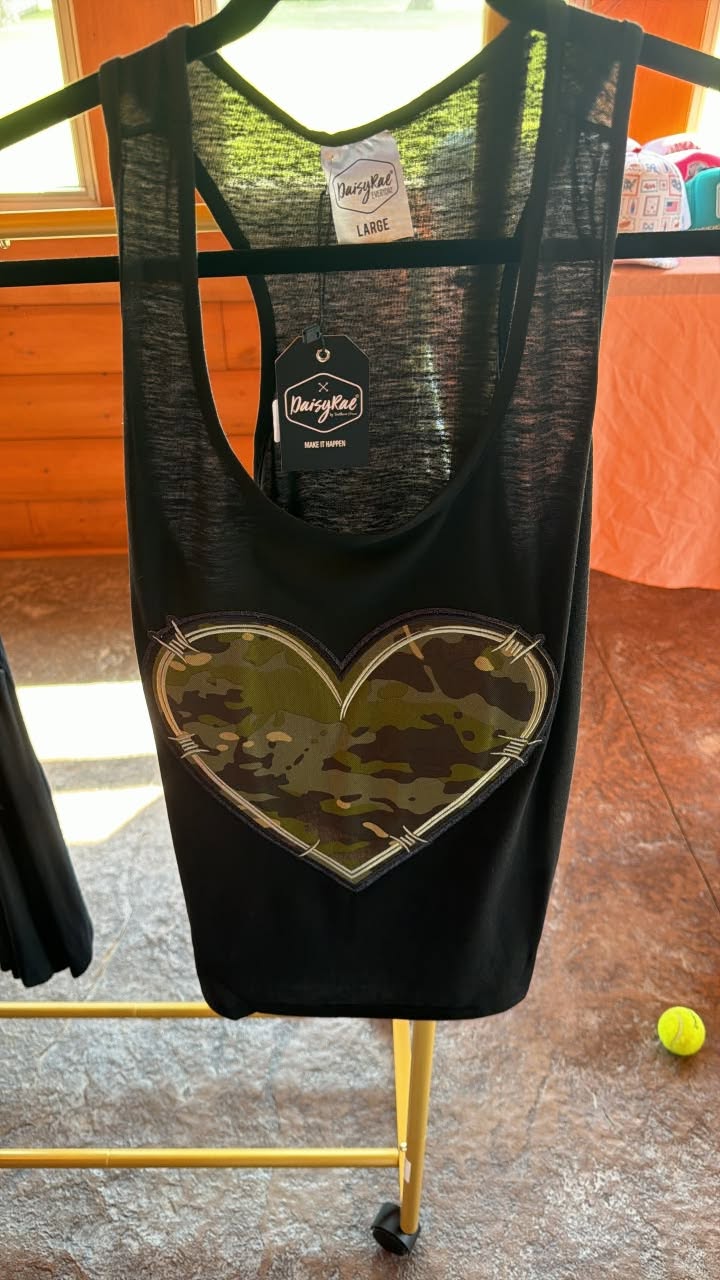 Black Camo Heart Tank Top