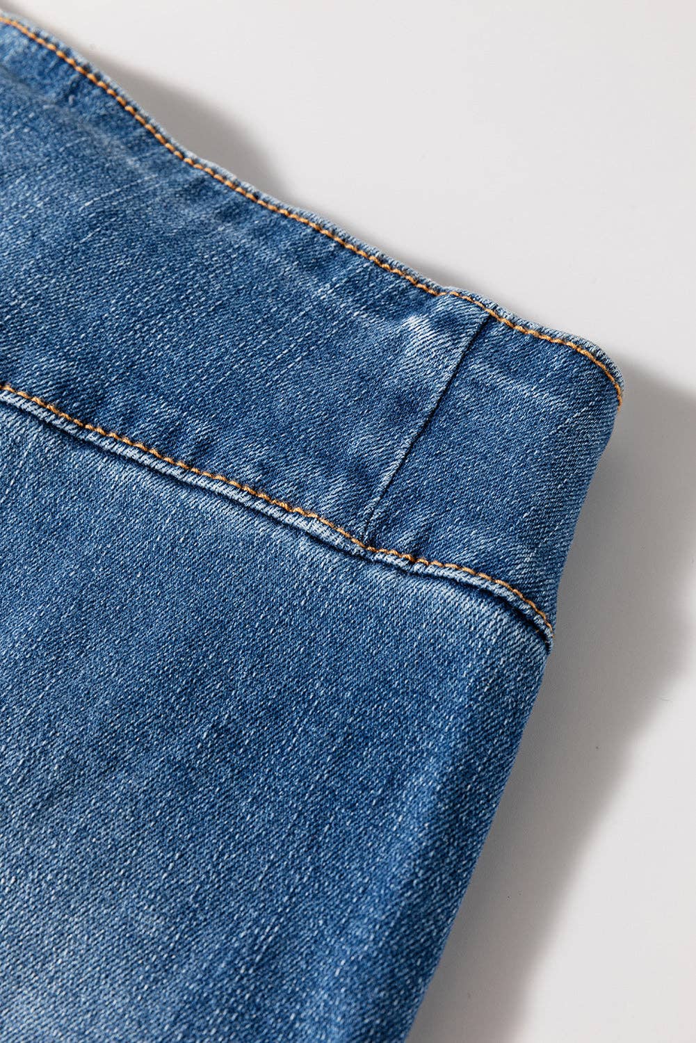 Sail Blue High Waist Button Fly Seamed Raw Hem Flare Jeans: Sail Blue / 71%Cotton+27.5%Polyester+1.5%Elastane / 10