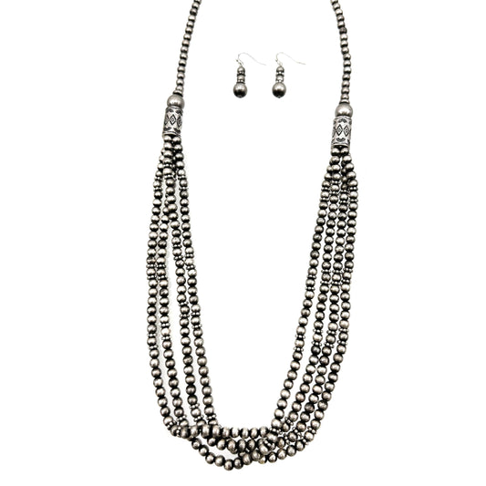 Silver Layered Long Beads