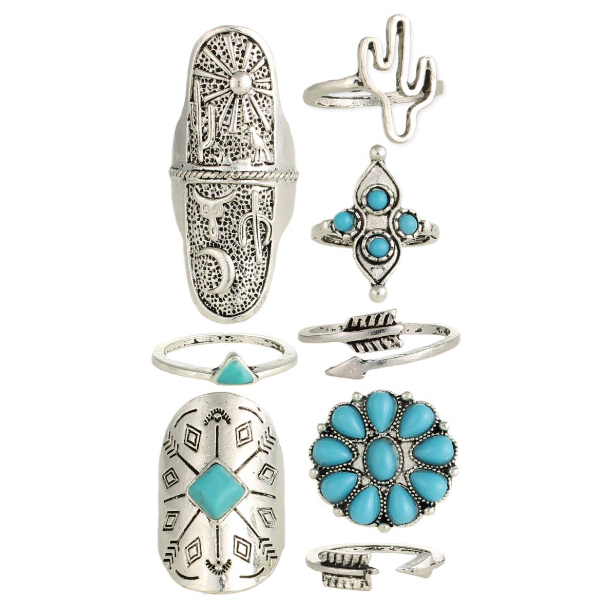 Set of 8 Southwest Rings