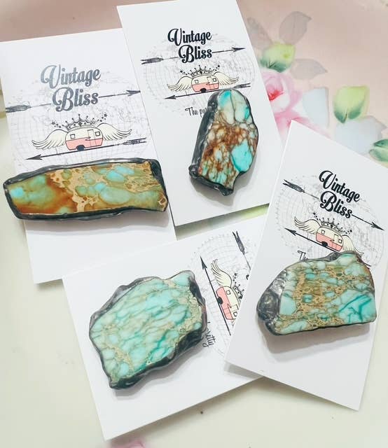 Aqua Turquoise Color Soldered Hat Pin