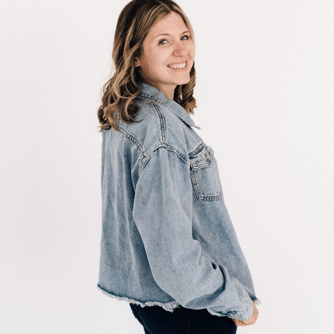Blue Raw Hem Denim Jacket