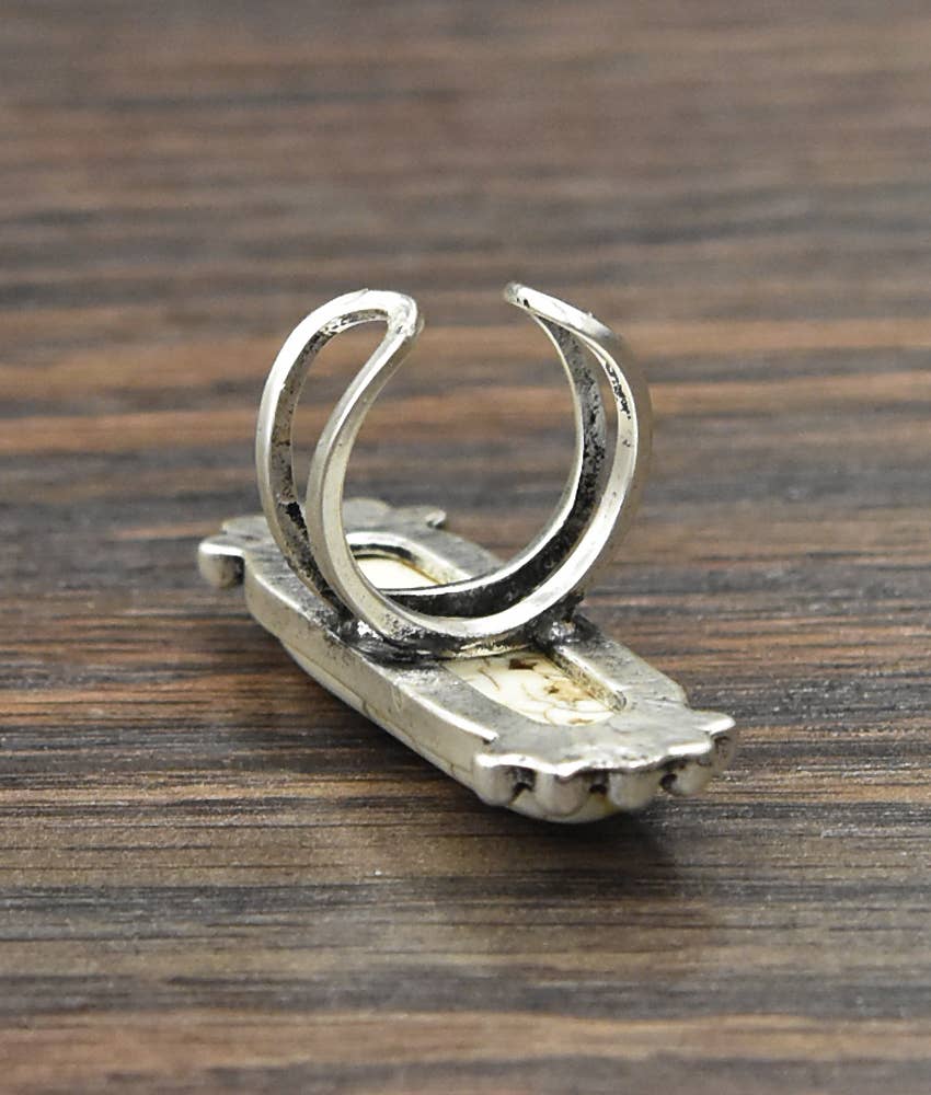 Long White Turquoise Ring