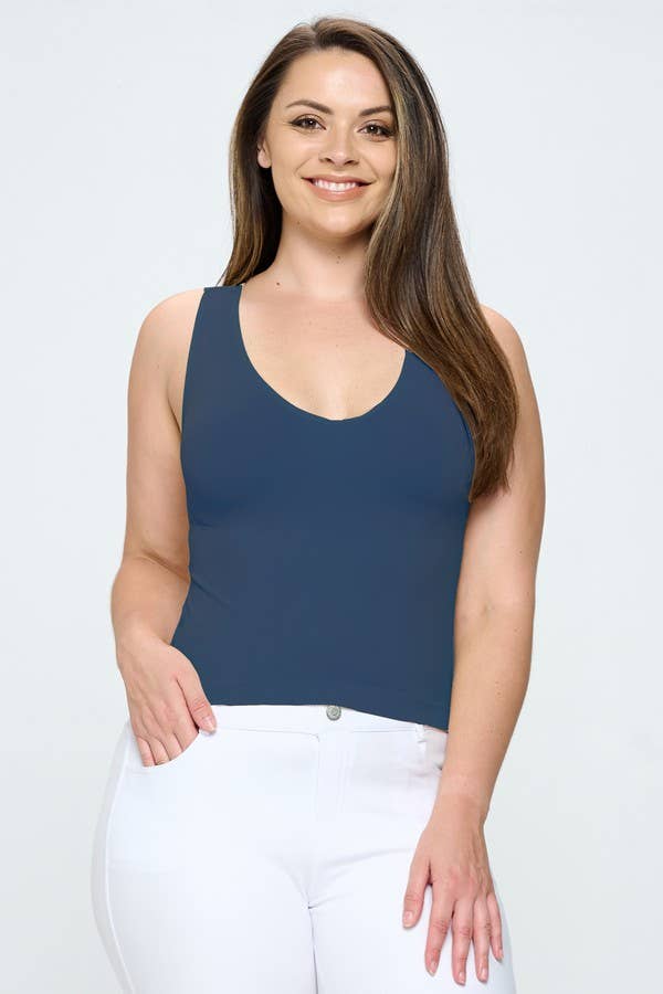 Reversible Seamless Tank: White / Plus