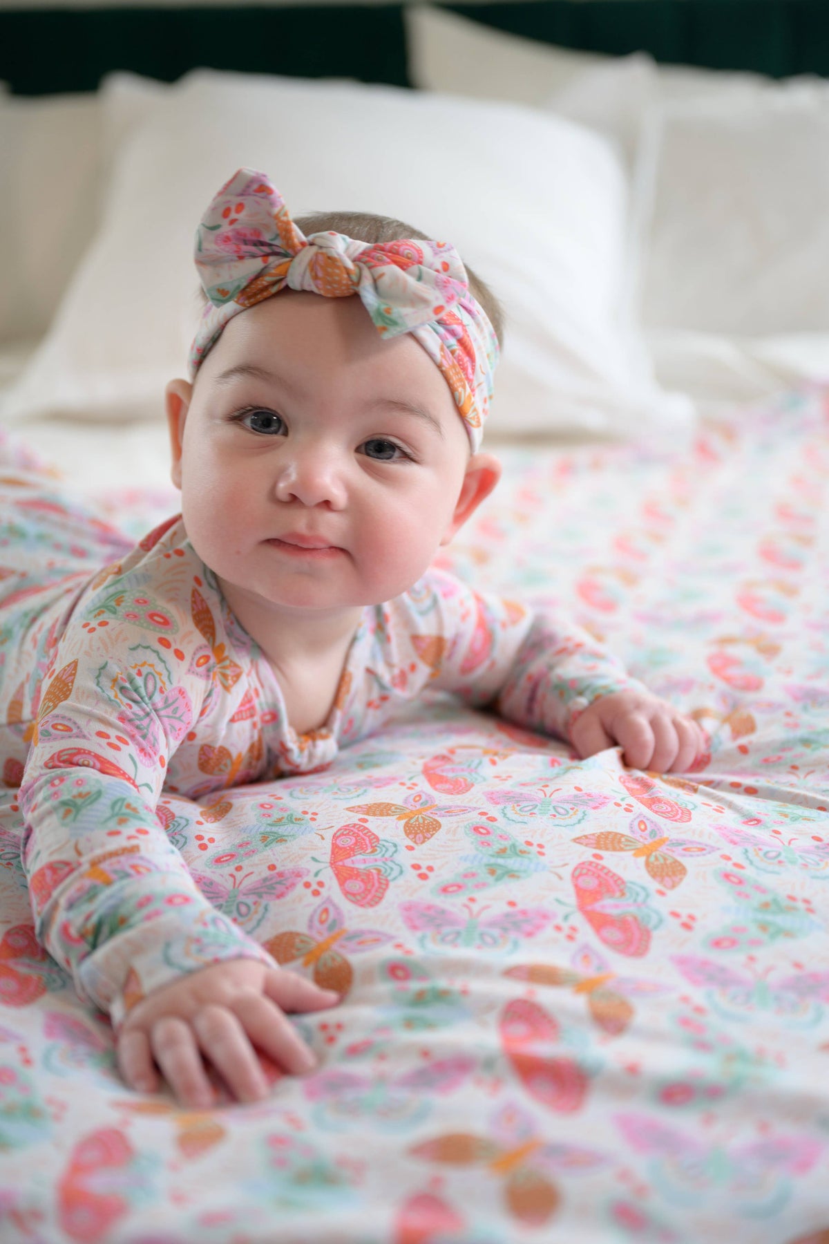 Bow Headband: Midnight Butterfly Garden