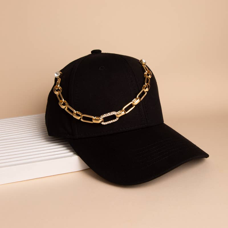 Crystal Rhinestone Embellished Cap Chain: Silver