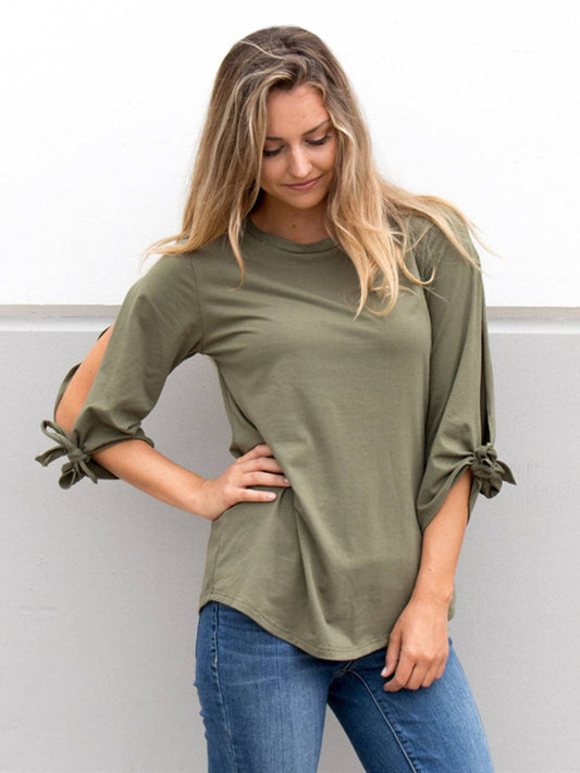 3/4 Tie Sleeve: Olive Green