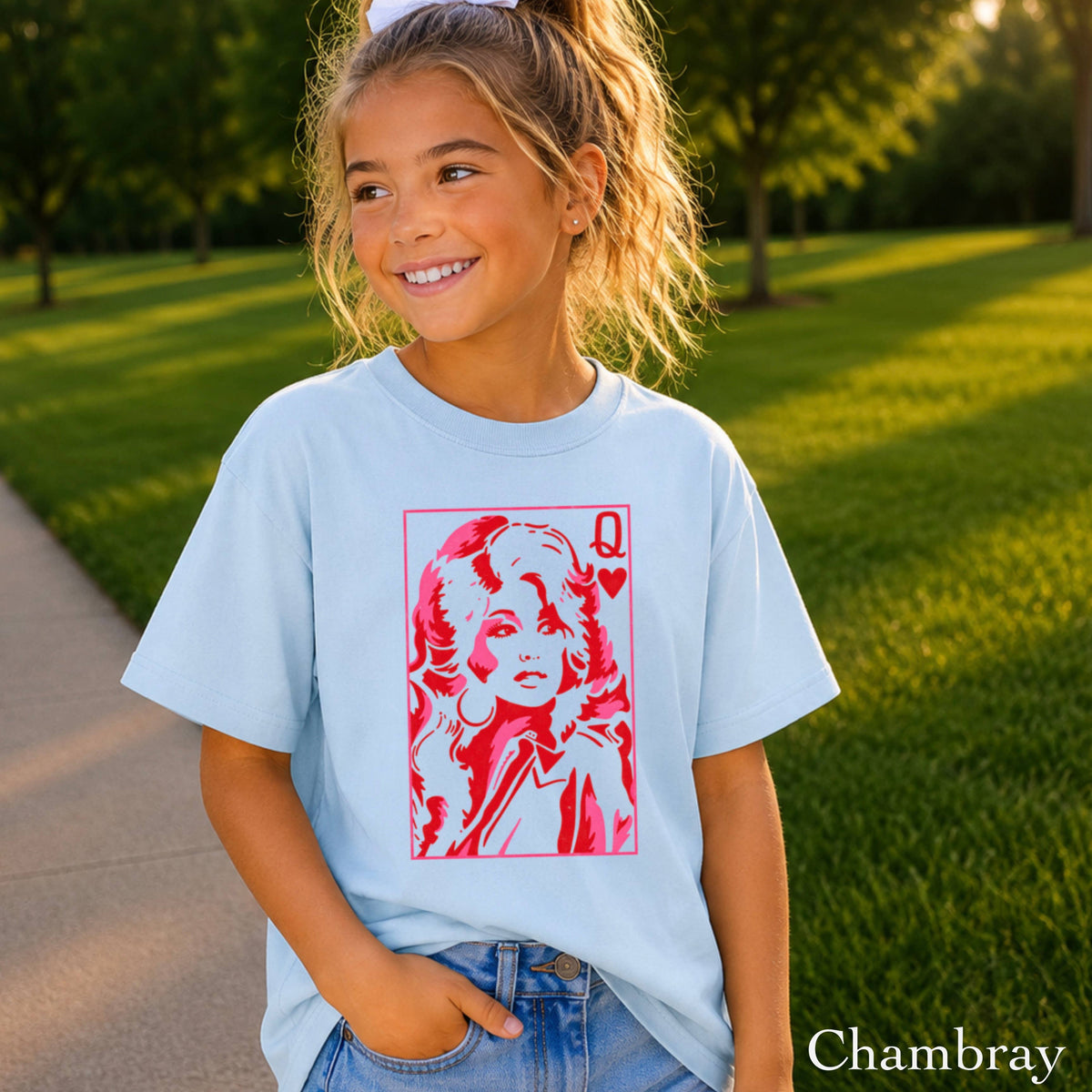 Doll Queen Of Hearts Youth Kids Comfort Color T-Shirt : Pepper / XL (18)